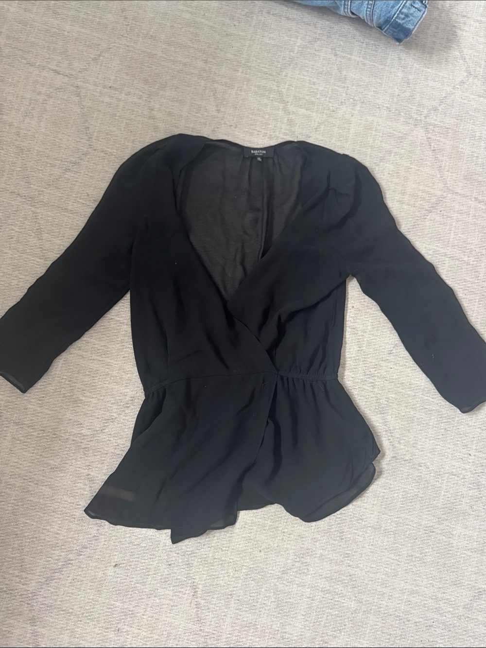Black Wrap-Front Silk Top - Babaton